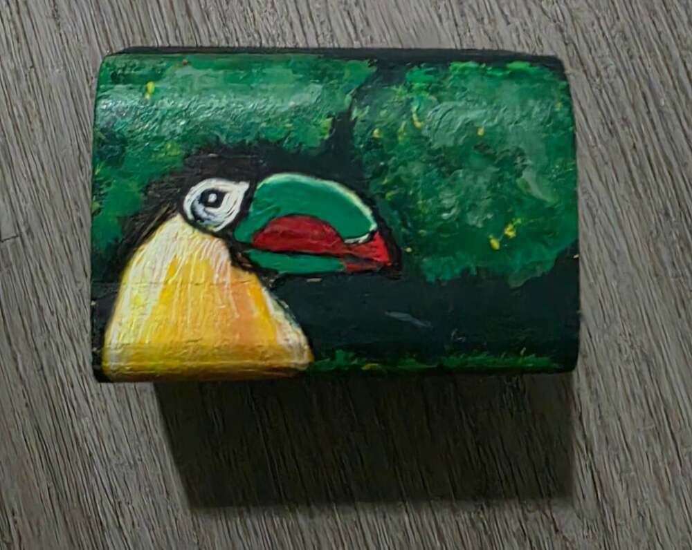 Hand Painted Wooden Toucan Trinket Box Costa Rica